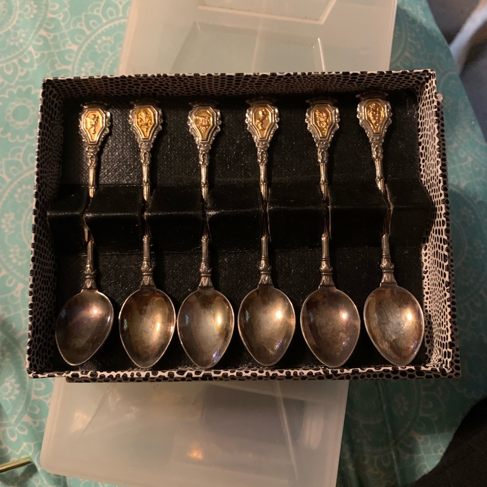 Italy made silver,gold Vintage Ford motor spoons